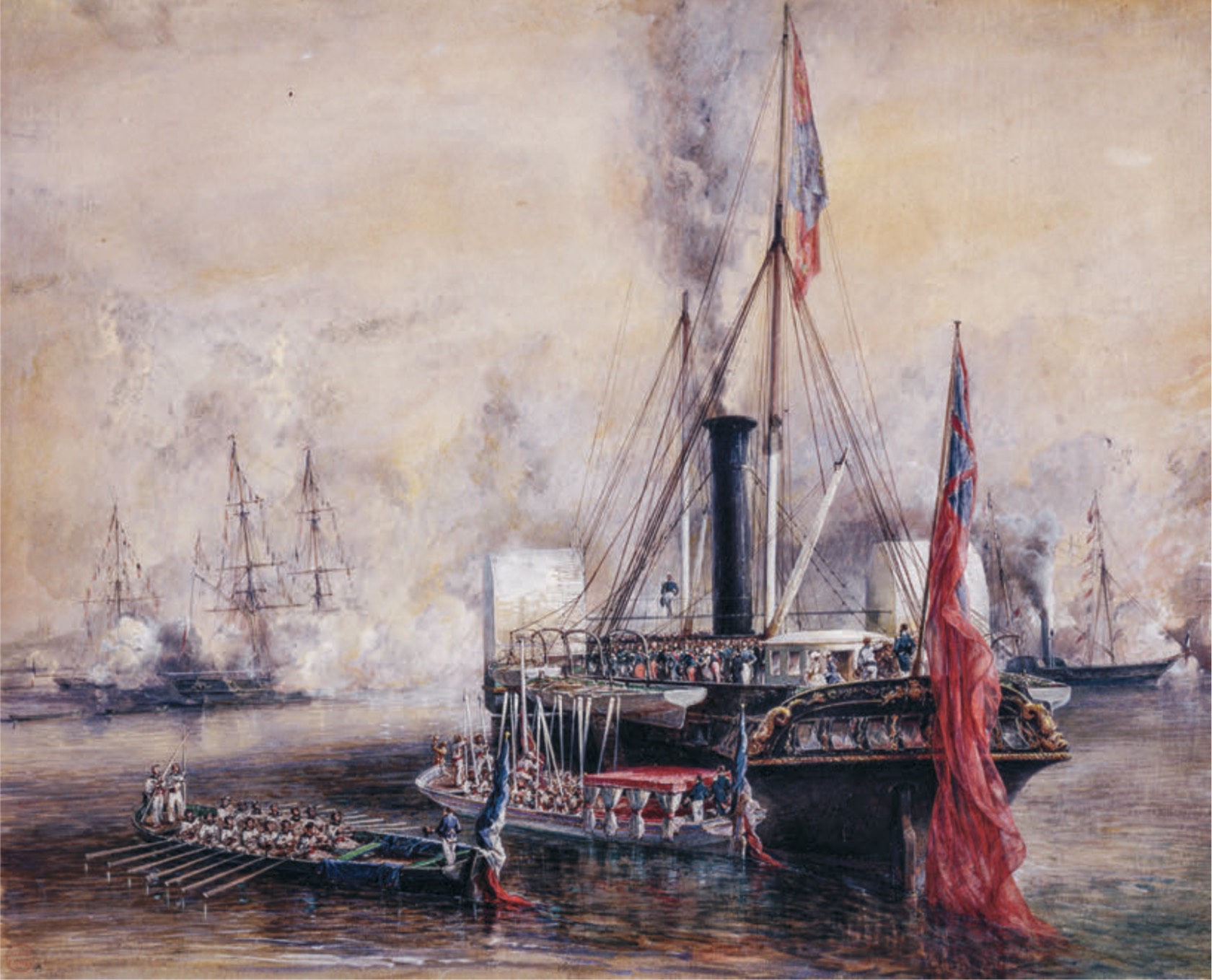 Eugène Isabey, La reine Victoria reçoit Louis-Philippe à bord de son yacht royal au Tréport (1843)