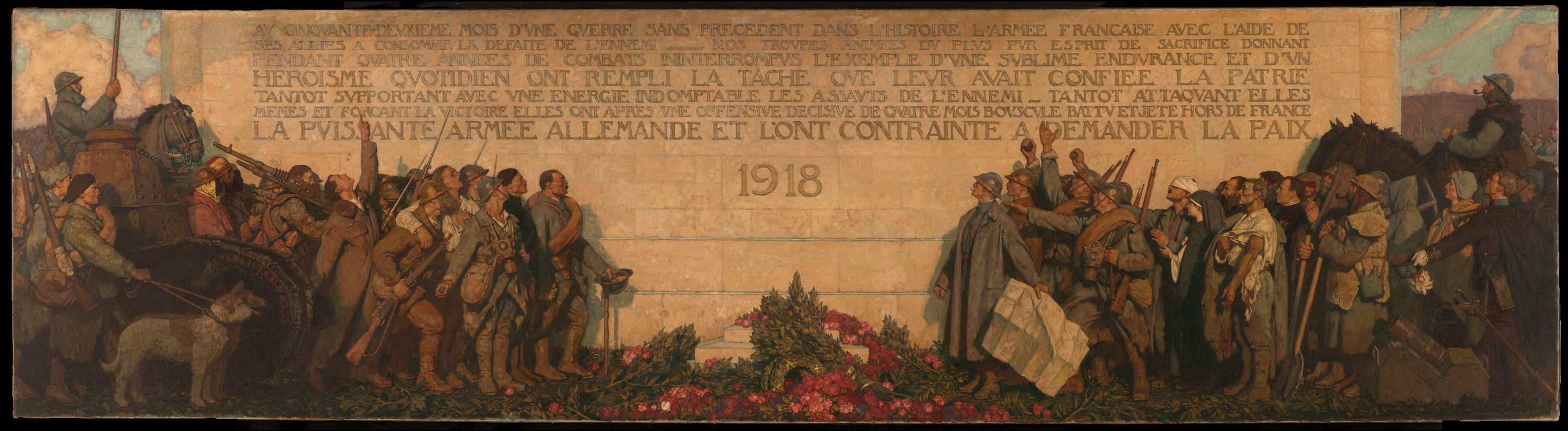 Leroux, Panneau central du triptyque "1918" ou Le Dernier communiqué