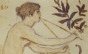 Henry Cros, Femme agenouillée, de profil, avec motifs floraux, DDUT2122