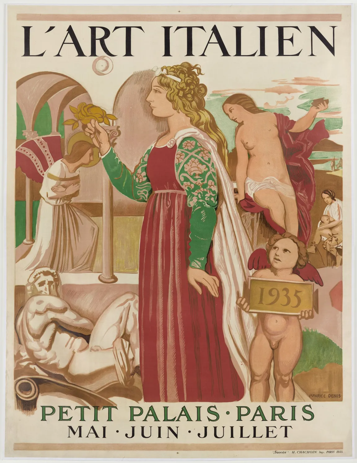 Affiche de l'exposition "L'art italien" dessinée par Maurice Denis (1935)