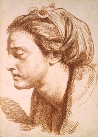 "Tête de femme de profil, tournée vers la gauche" de Greuze, collection Prat