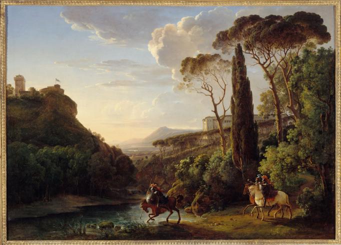 Paysage d’Italie avec trois chevaliers