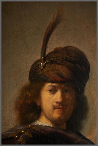 Rembrandt, Portrait de l'artiste en costume oriental : détail
