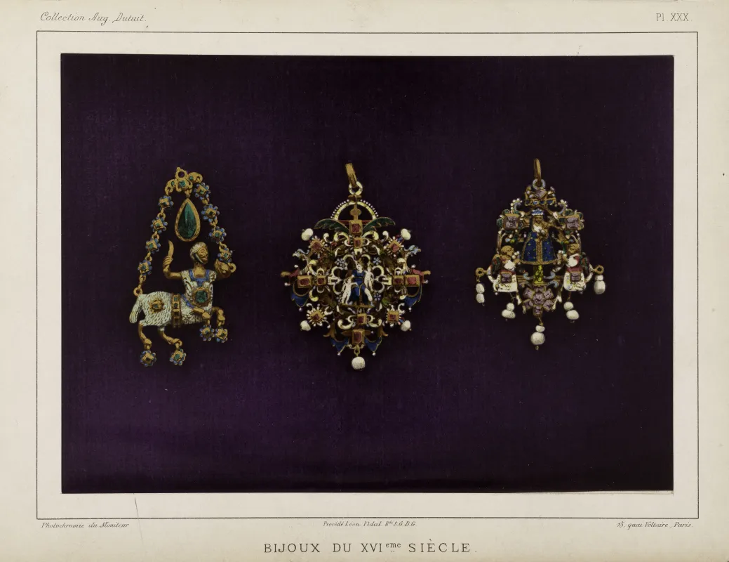 Léon Vidal, Photochrome représentant des bijoux Renaissance de la collection Dutuit