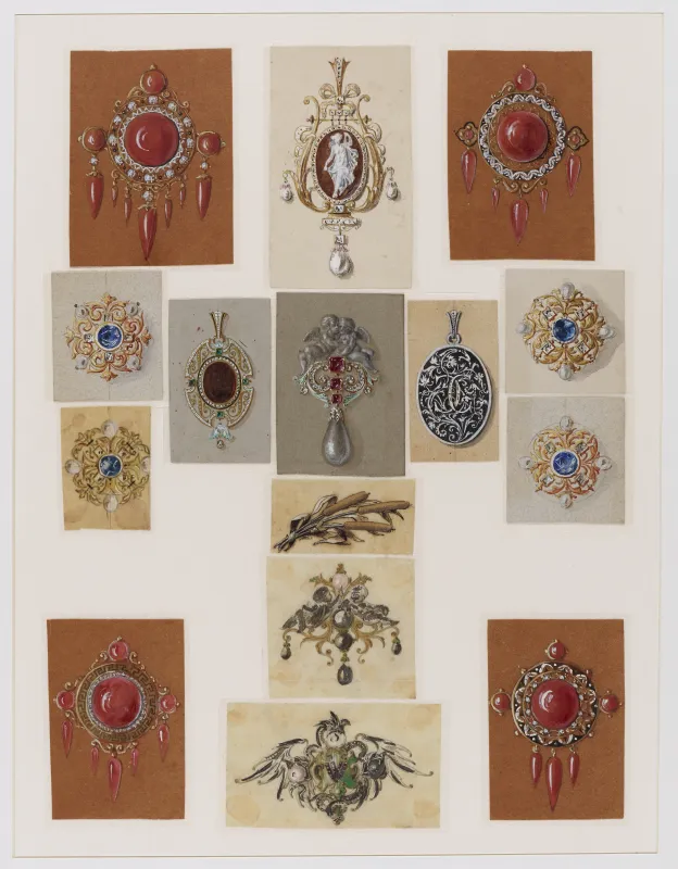 Fannière frères, Planche de 15 broches et pendentifs