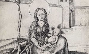 Martin Schongauer, La Vierge assise dans une cour, GDUT8637