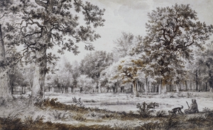 Adriaen Van de Velde, Chasseur près d’un étang, dans une clairière, DDUT1132